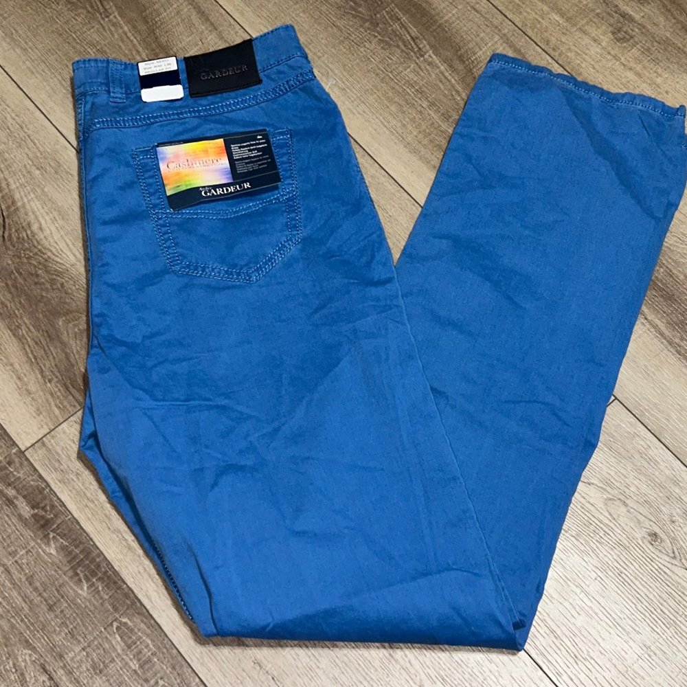 NWT Atelier Gardeur NEVIO Cashmere Cotton Stretch Blue 5-Pocket Pants Size 40x36